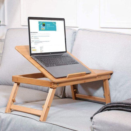 Foldable and Adjustable Bamboo Laptop Table, Bed Tray.