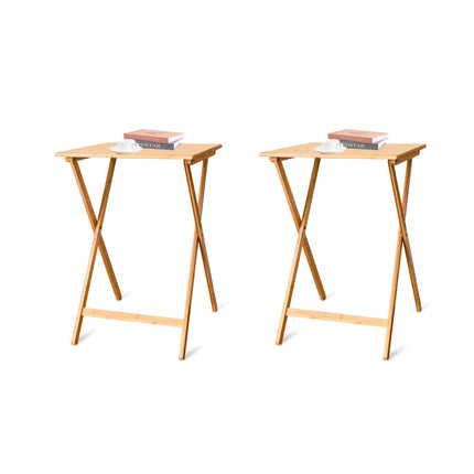 2pc Bamboo Folding Laptop Tray & Snack Table.