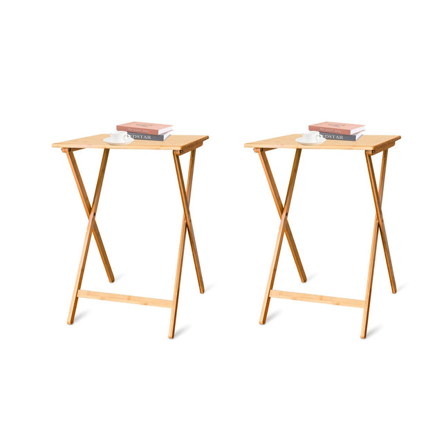 2pc Bamboo Folding Laptop Tray & Snack Table.
