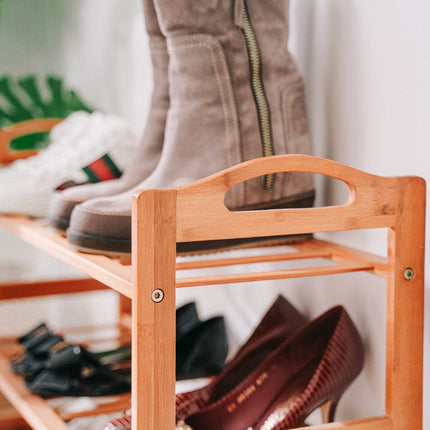 Bamboo 3 Tiers Layers  Storage Shoe Rack & Organiser.