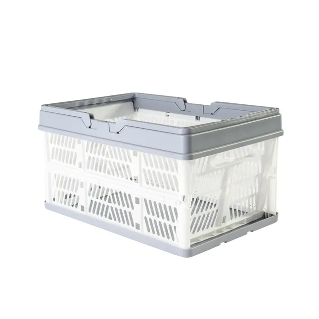 Collapsible Plastic Grocery Shopping Baskets Storage Crates with Handles.