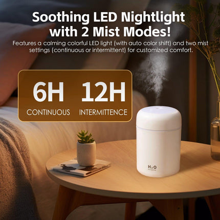 Living Today Mini LED Ultrasonic Humidifier 300ml.