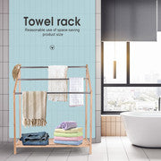 85cm Standing Towel Rack - Bamboo Towel Bar Metal 3-Tier.