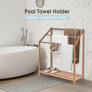 85cm Standing Towel Rack - Bamboo Towel Bar Metal 3-Tier.