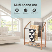 85cm Standing Towel Rack - Bamboo Towel Bar Metal 3-Tier.