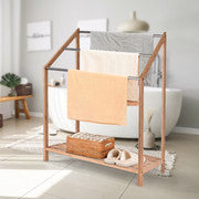 85cm Standing Towel Rack - Bamboo Towel Bar Metal 3-Tier.