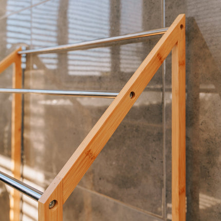 85cm Standing Towel Rack - Bamboo Towel Bar Metal 3-Tier.