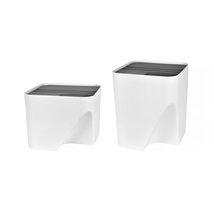 2 Pcs 12L+18L Stackable Plastic Kitchen Trash Bin Household Classification Storage Box.