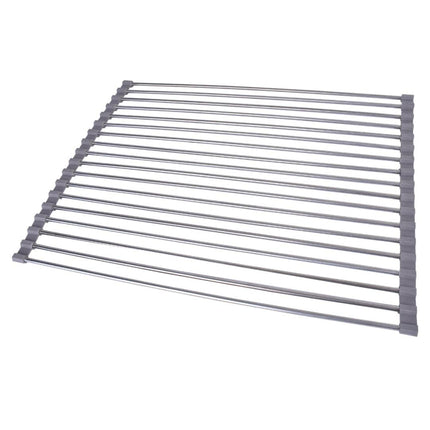 Silver Over Sink Draining Rack with Anti-Slip Grips.