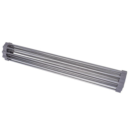 Silver Over Sink Draining Rack with Anti-Slip Grips.