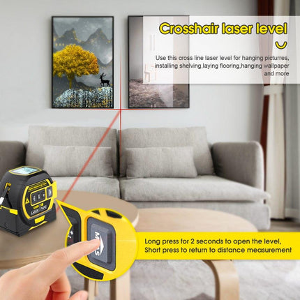60m Laser Measure, Cross-line Laser Level, 5m Tape Measure Yellow.