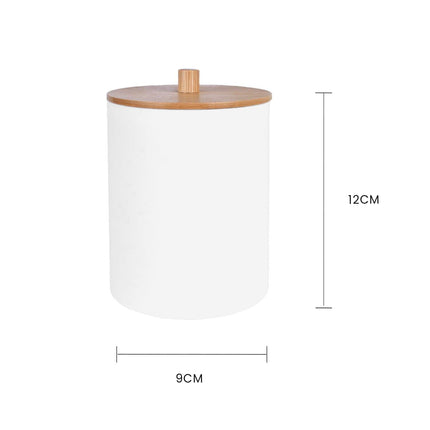 Bamboo Lid Cotton Swab Canister.