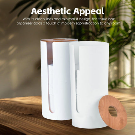 Bamboo Lid Toilet Roll Storage Holder.