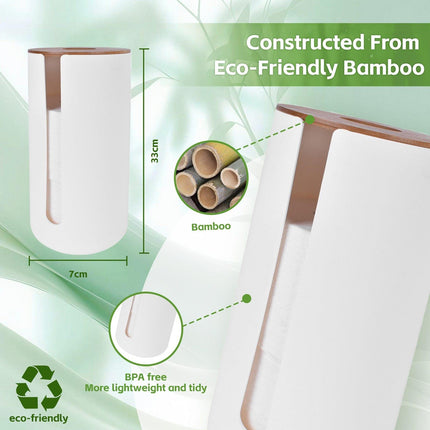Bamboo Lid Toilet Roll Storage Holder.