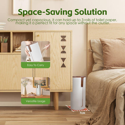 Bamboo Lid Toilet Roll Storage Holder.