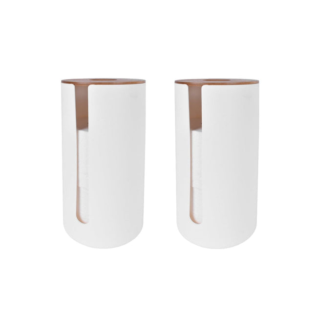 2 Pcs Bamboo Lid Toilet Roll Storage Holder – Clevinger Series, Eco-Friendly Moso Bamboo.