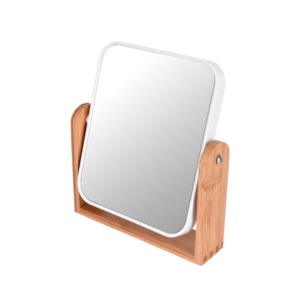 Bamboo Stand Double Sided Magnification Makeup Mirror.