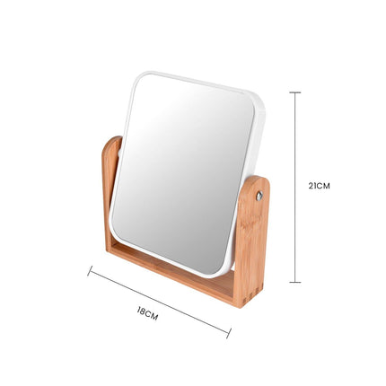 Bamboo Stand Double Sided Magnification Makeup Mirror.