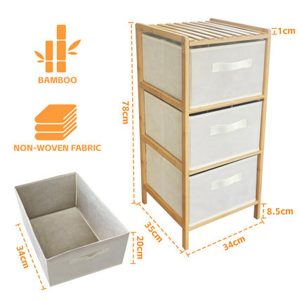 3 Drawer Bammboo Storage Chest.