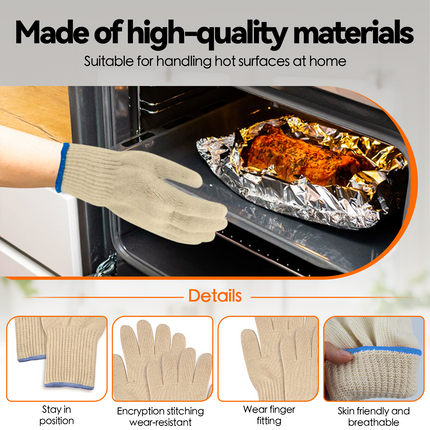 1 Pair 5 Finger Oven Mitt BBQ Grill Gloves.