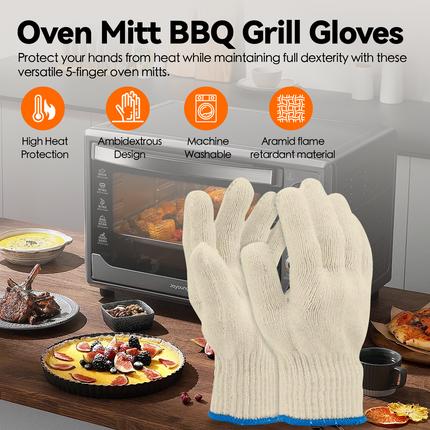 2 Pair 5 Finger Oven Mitt BBQ Grill Gloves.