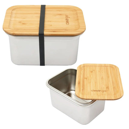 Clevinger Stainless Steel Bamboo Extra Large Lunch Box 2000ml.