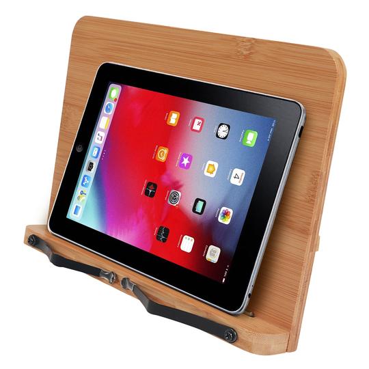 Bamboo Book Stand - Adjustable Book Stand - Book, Recipes, Tablet Portable Holder.