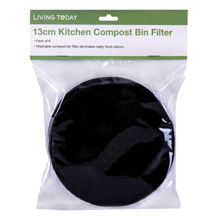 Living Today 6PC Kitchen Compost Bin Filter 13cm.