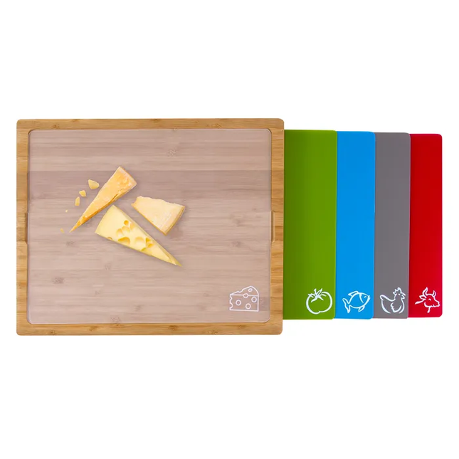 Bamboo Chopping Board With 5 Inserts.
