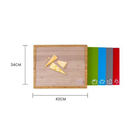 Bamboo Chopping Board With 5 Inserts.