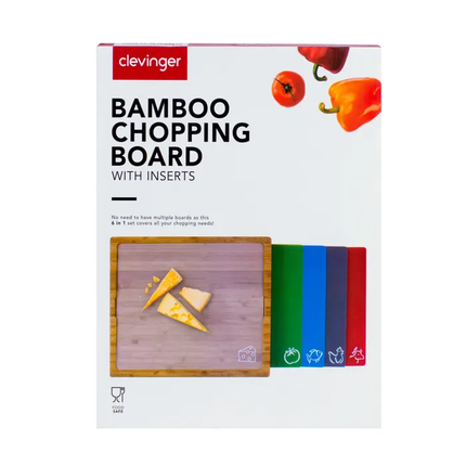 Bamboo Chopping Board With 5 Inserts.