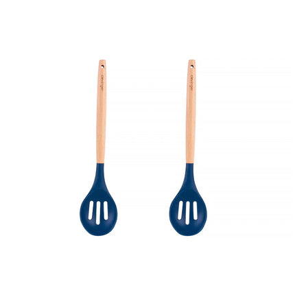2pcs Beechwood & silicone slotted spoon navy.