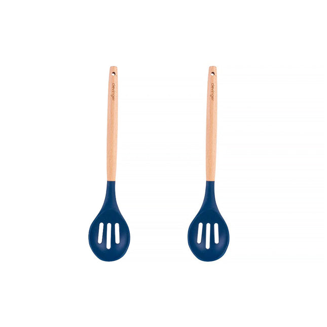 2pcs Beechwood & silicone slotted spoon navy.