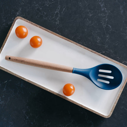 2pcs Beechwood & silicone slotted spoon navy.