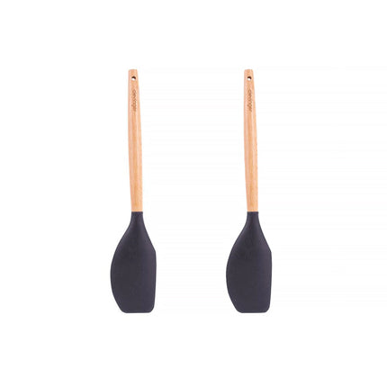 2pcs Beechwood & silicone spatula charcoal.