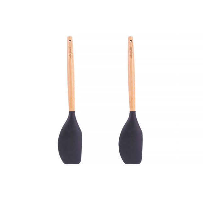2pcs Beechwood & silicone spatula charcoal.