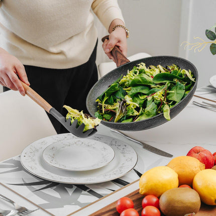 Beechwood & silicone pasta spoon charcoal.