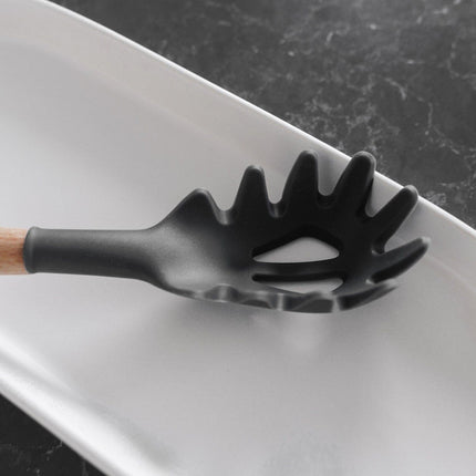 Beechwood & silicone pasta spoon charcoal.
