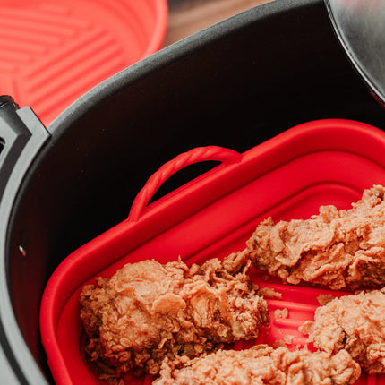 Collapsible Silicone Air Fryer Oven Microwave Liner Square.