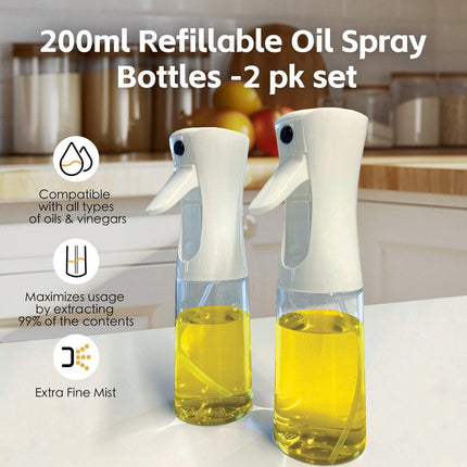 2 pk 200ml Refillable Oil Spray Bottles.
