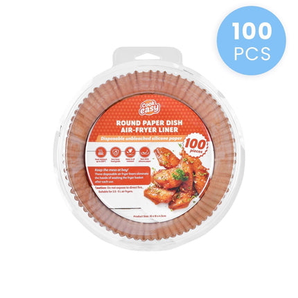 100 Pcs 16cm Round Disposable Unbleached Silicone Paper Dish Air-fryer Liner.