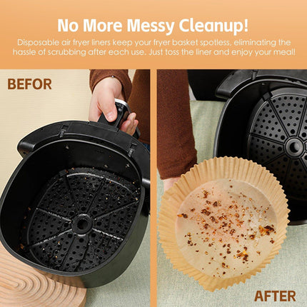 100 Pcs 16cm Round Disposable Unbleached Silicone Paper Dish Air-fryer Liner.