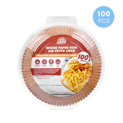 100 Pcs 20cm Round Disposable Unbleached Silicone Paper Dish Air-fryer Liner.