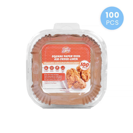 100 Pcs 16.5cm Square Disposable Unbleached Silicone Paper Dish Air-fryer Liner.