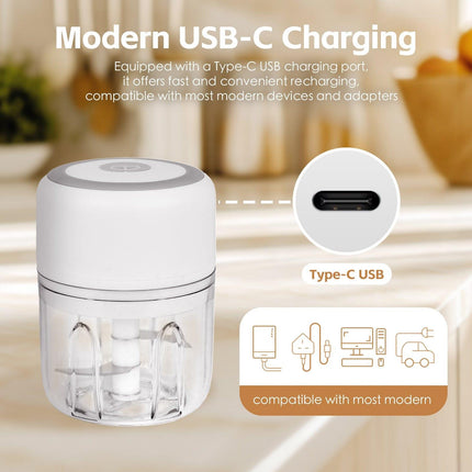 250ml Cordless USB Rechargeable Mini Food Chopper.