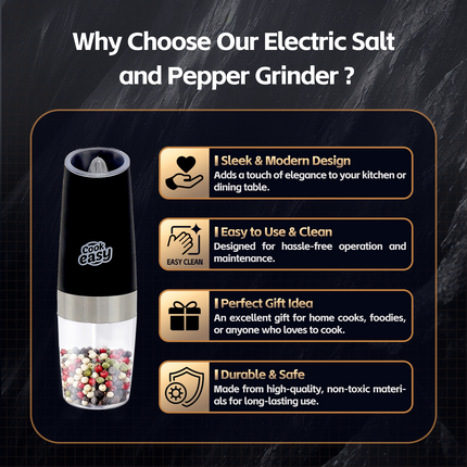 2 Pcs Gravity Sensor Electric Salt and Pepper Spice Grinder.