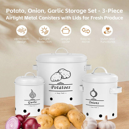 3 pcs Galvanised Iron Fruit Vegetable Storage Tins.