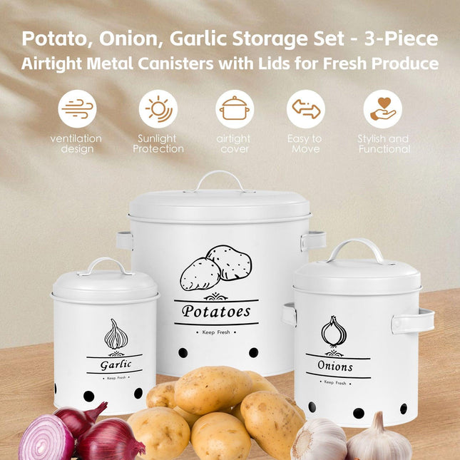 3 pcs Galvanised Iron Fruit Vegetable Storage Tins.