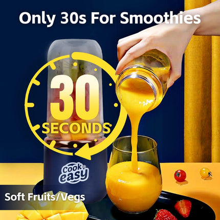 400ml USB-C Rechargeable Portable Juicer with Travel Lid – Personal Blender for Smoothies & Shakes.