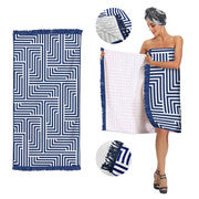 Rectangular Quick Dry Beach Towel with Tassel.